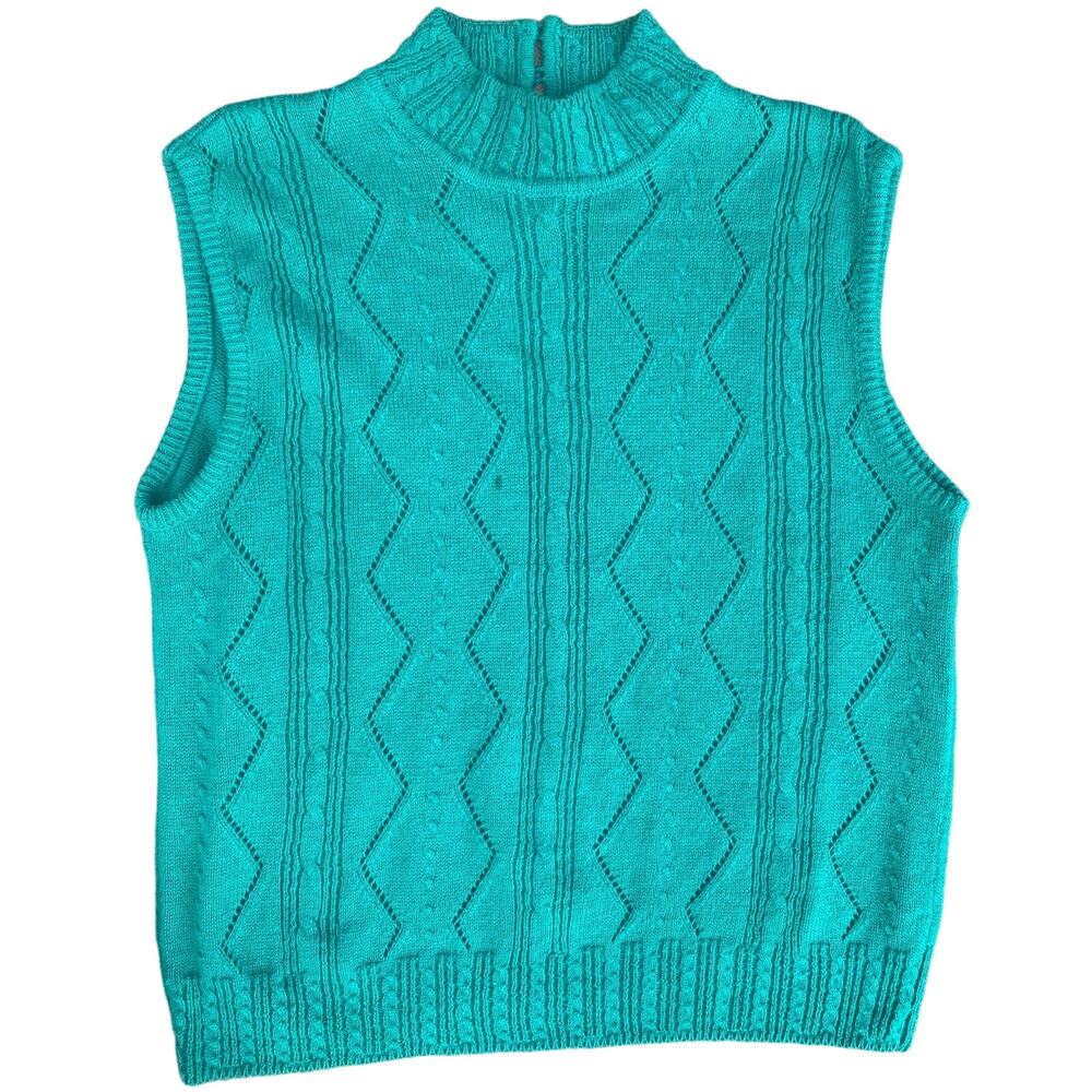 Vintage Russ women large Chunky Knit Sweater Vest sleeveless